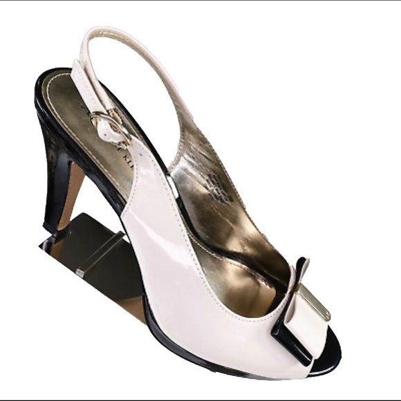 ANNE KLEIN ESMARI PEEP TOE SLING BACK BOW HEELS